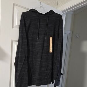 Men's Black Hooded Lomg Sleeve Shirt- NwW